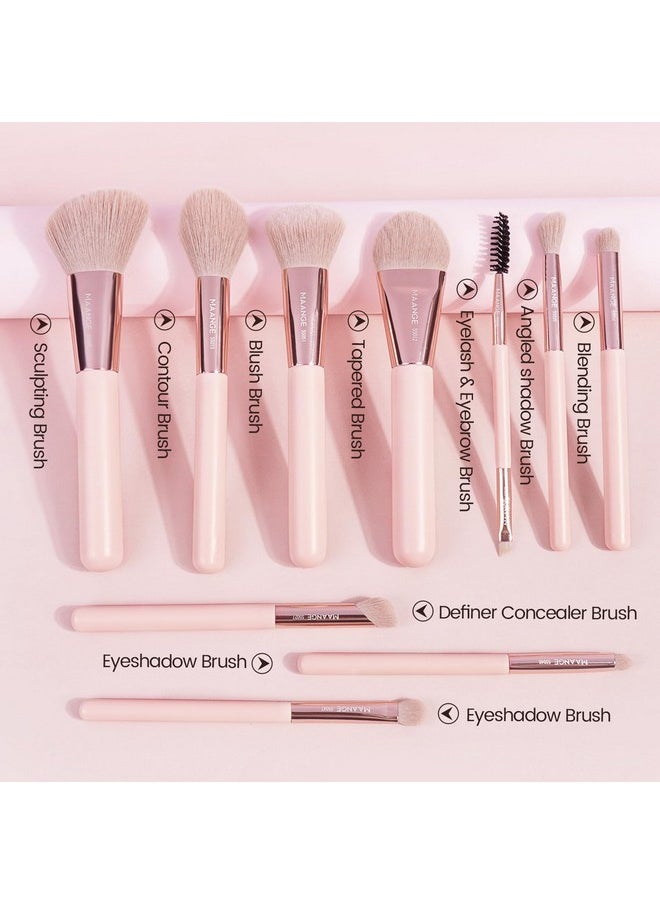 10 Piece Makeup Brush Set, Travel Size Makeup Brushes For Liquid, Cream, & Powder Foundation, Eyeshadow, Blush, & Contour, Premium Quality Face Brushes, Gift