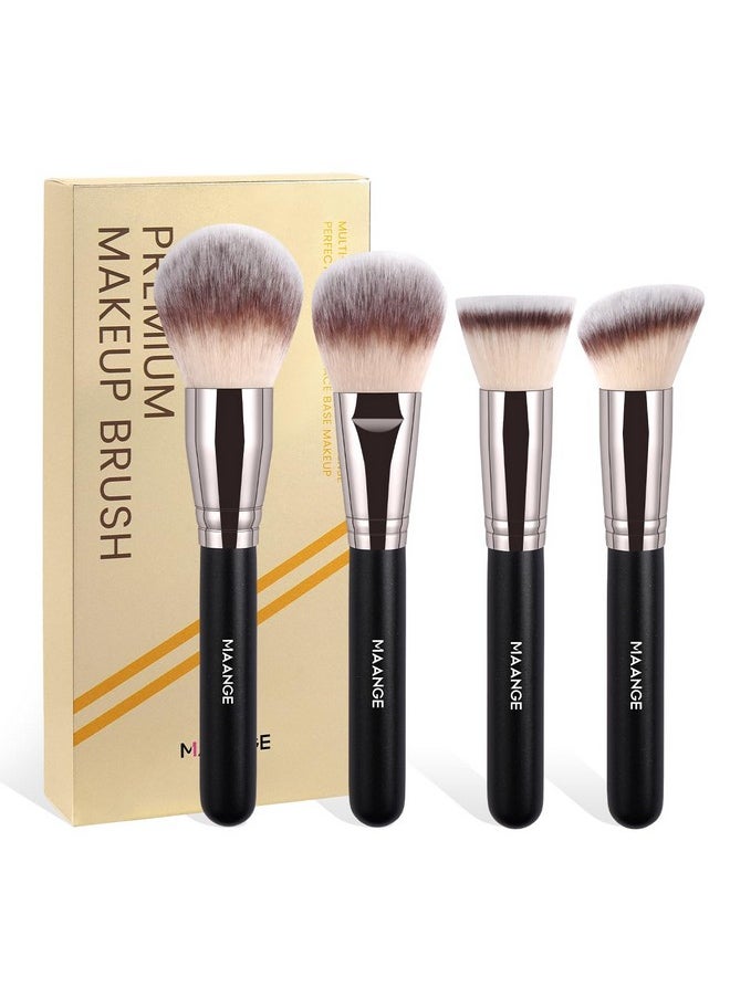 Makeup Brush Set 4 Pcs Premium Foundation Brush Contour Concealer Power Makeup Brushes, Big Cosmetic Brushes