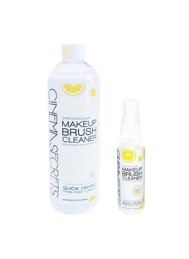 Professional Makeup Brush Cleaner Combo, 16 Fl Oz With 2 Fl Oz Spray, Lemon Value Pack