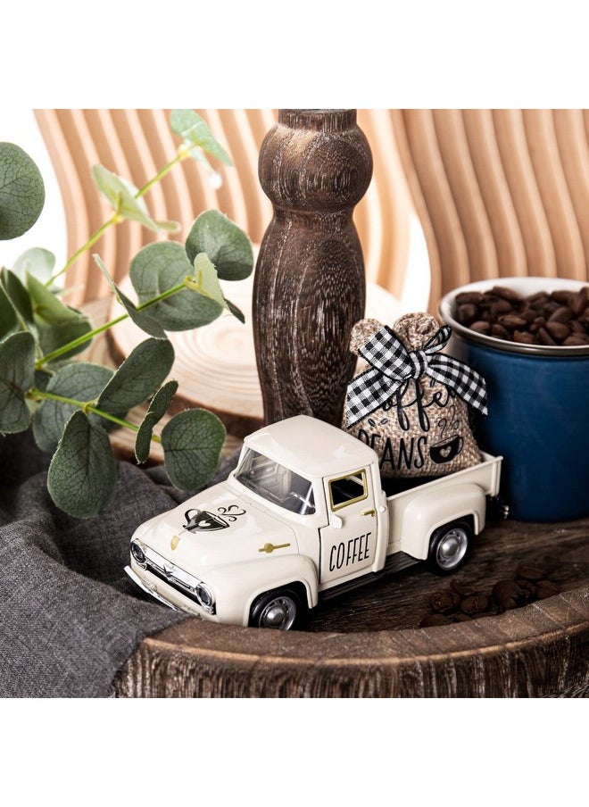 Coffee Decor For Coffee Bar Metal Truck With Coffee Beans Burlap Sack Vintage Pickup Farmhouse Coffee Station Tabletop Tiered Tray Decor Mini Diecast Truck Decorations