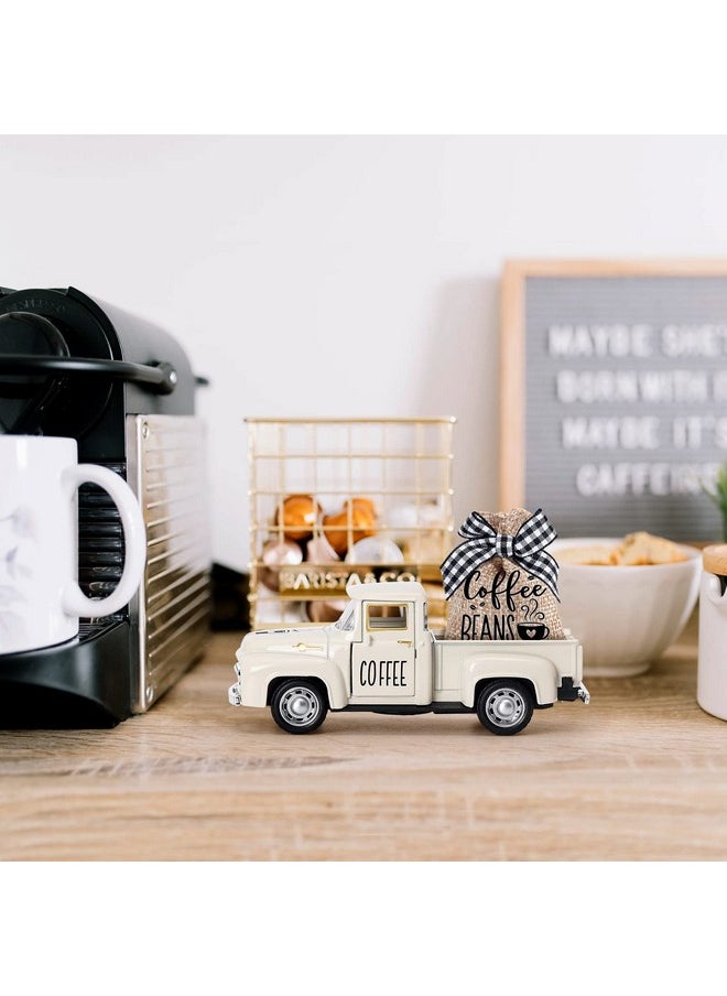 Coffee Decor For Coffee Bar Metal Truck With Coffee Beans Burlap Sack Vintage Pickup Farmhouse Coffee Station Tabletop Tiered Tray Decor Mini Diecast Truck Decorations