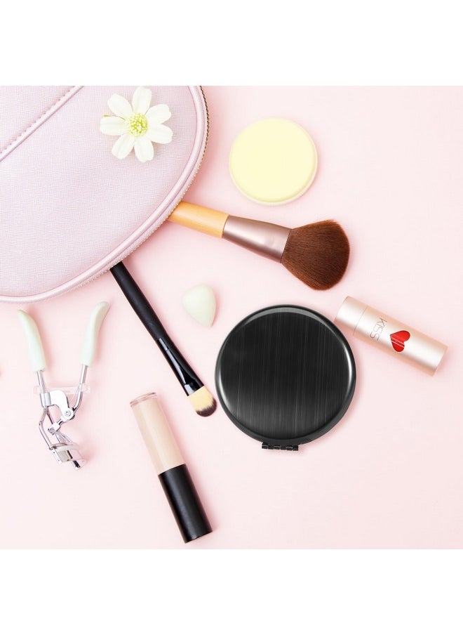 Compact Mirror Stainless Steel 【Not Glass 】 Makeup Pocket Mirror For Purses Sturdy And Drop Resistant Small Portable Hand Mirror Double-Sided Mirror For Man Woman Girls (Black)