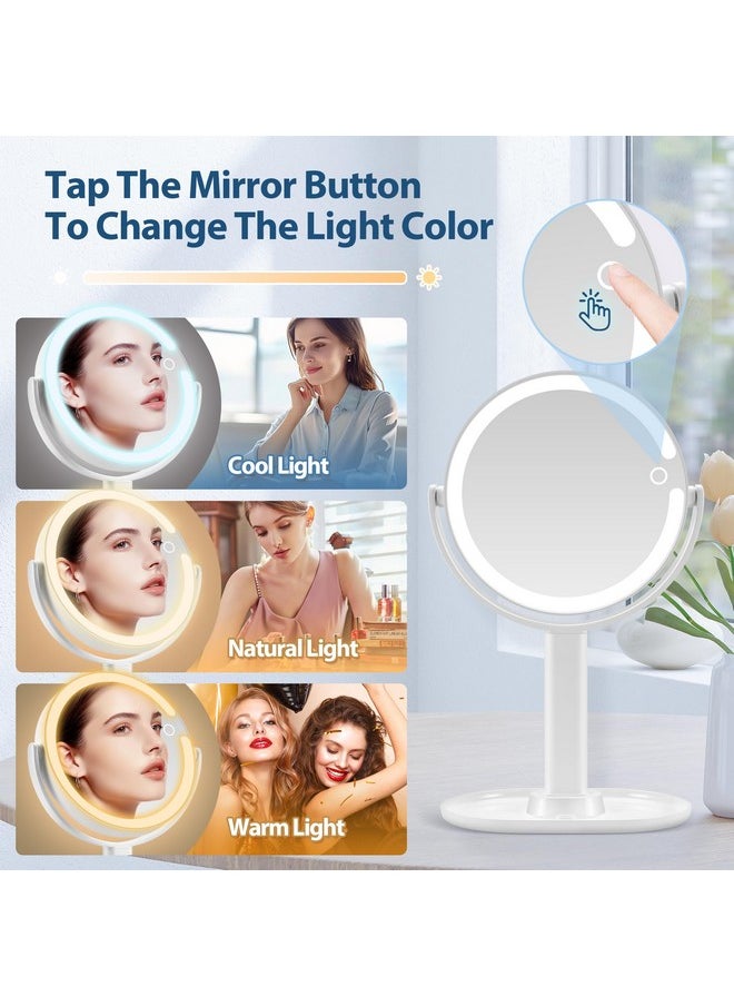 Rechargeable 20X Magnifying Mirror With Light, Lighted Makeup Mirror With 20X/1X Magnification, 3 Colors Light And Adjustable Brightness, Double Sided Vanity Mirror With Light For Bedroom