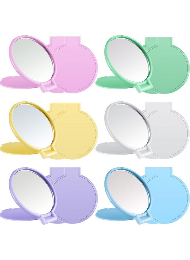 Compact Mirrors Bulk Gifts Mini Round Folding Mirrors Portable Pocket Mirror Small Makeup Mirror Vintage Travel Mirror For Women(Macaron Colors,12 Pieces)