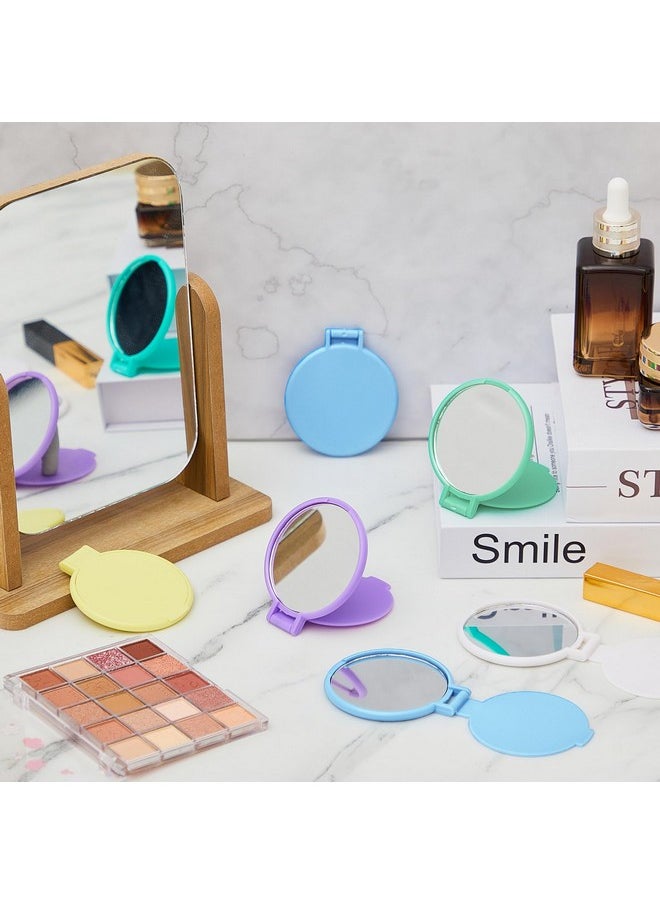 Compact Mirrors Bulk Gifts Mini Round Folding Mirrors Portable Pocket Mirror Small Makeup Mirror Vintage Travel Mirror For Women(Macaron Colors,12 Pieces)