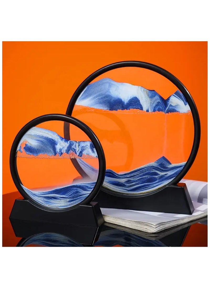 3D Moving Sand Art Round Liquid Hourglass Flowing Sand Painting Sandscape Motion Display Quicksand Painting Home Decor Gifts