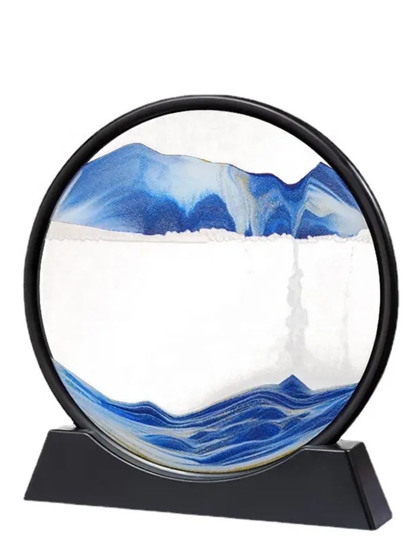 3D Moving Sand Art Round Liquid Hourglass Flowing Sand Painting Sandscape Motion Display Quicksand Painting Home Decor Gifts