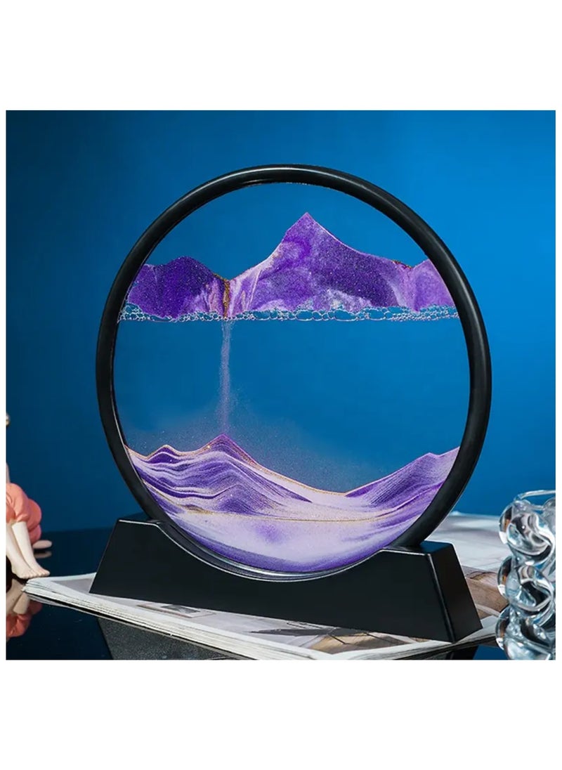 3D Moving Sand Art Round Liquid Hourglass Flowing Sand Painting Sandscape Motion Display Quicksand Painting Home Decor Gifts