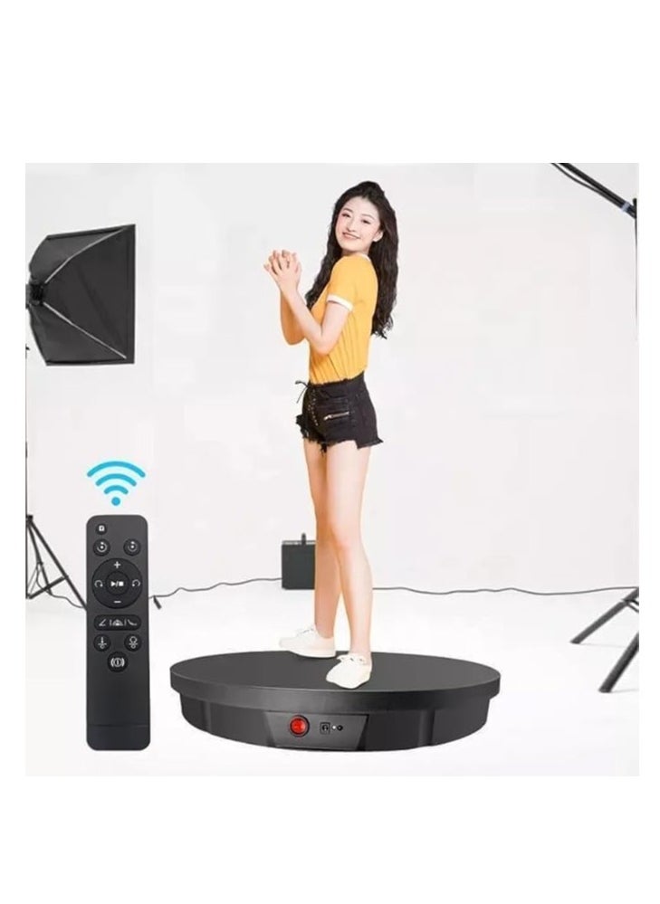 Xria 60cm Motorized Rotating Display Stand 360° Electric Rotating Turntable Display Photo Booth 100KG Load size(black)