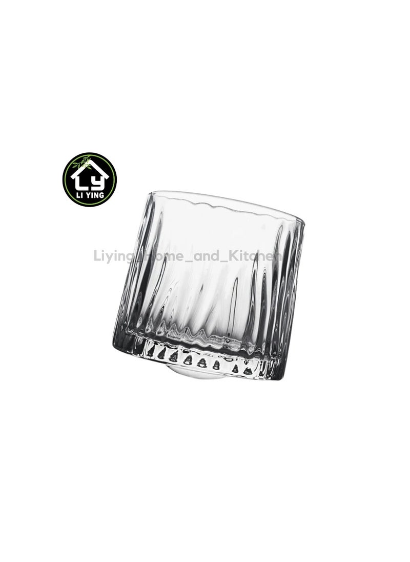 Liying Elegant Design Rotatable Tumbler Crystal Drinking Glass with Creative Coasters for Scotch, Bourbon, Cocktails 4#