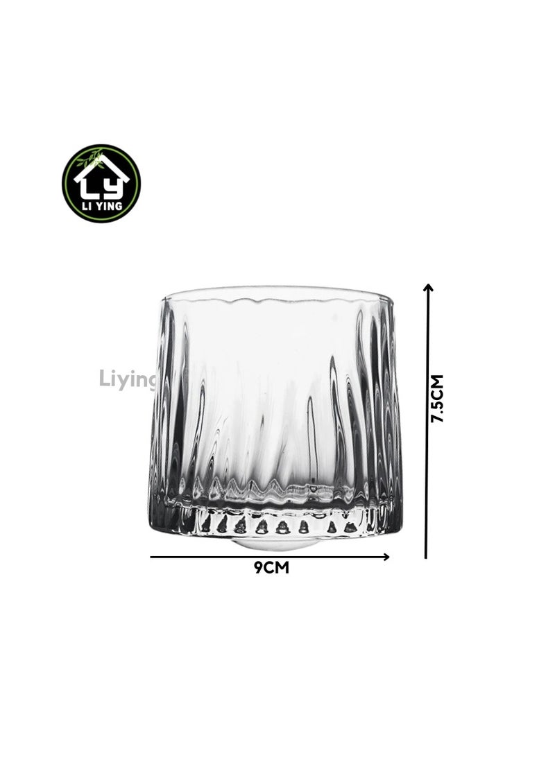 Liying Elegant Design Rotatable Tumbler Crystal Drinking Glass with Creative Coasters for Scotch, Bourbon, Cocktails 4#