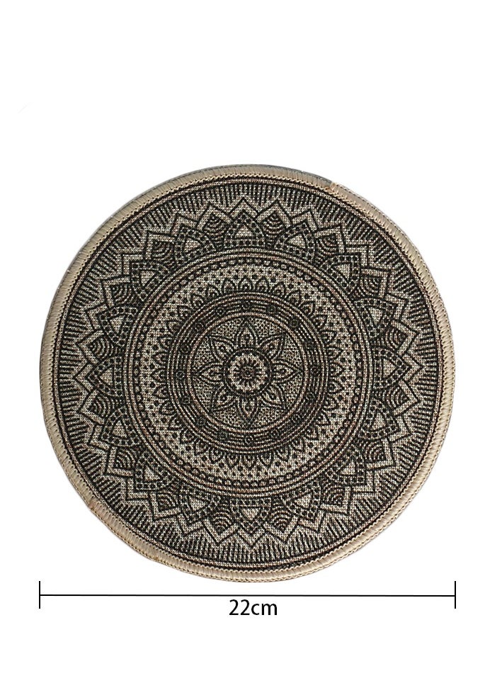 22cm Round Linen Rubber Trivet for Hot Dishes, Hot pots and Pans, Heat-Resistant Hot Pads, Arabesque Pot Holders for Kitchen, Hot Plate Mats for Kitchen Countertops, Table