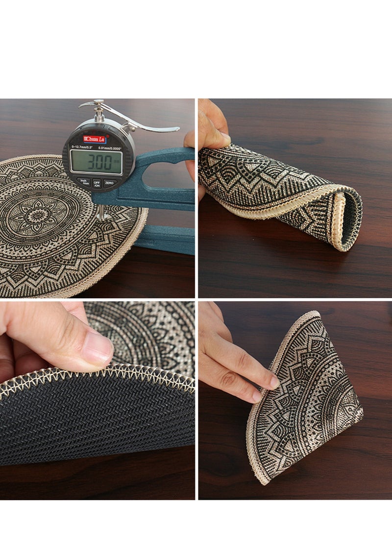 22cm Round Linen Rubber Trivet for Hot Dishes, Hot pots and Pans, Heat-Resistant Hot Pads, Arabesque Pot Holders for Kitchen, Hot Plate Mats for Kitchen Countertops, Table
