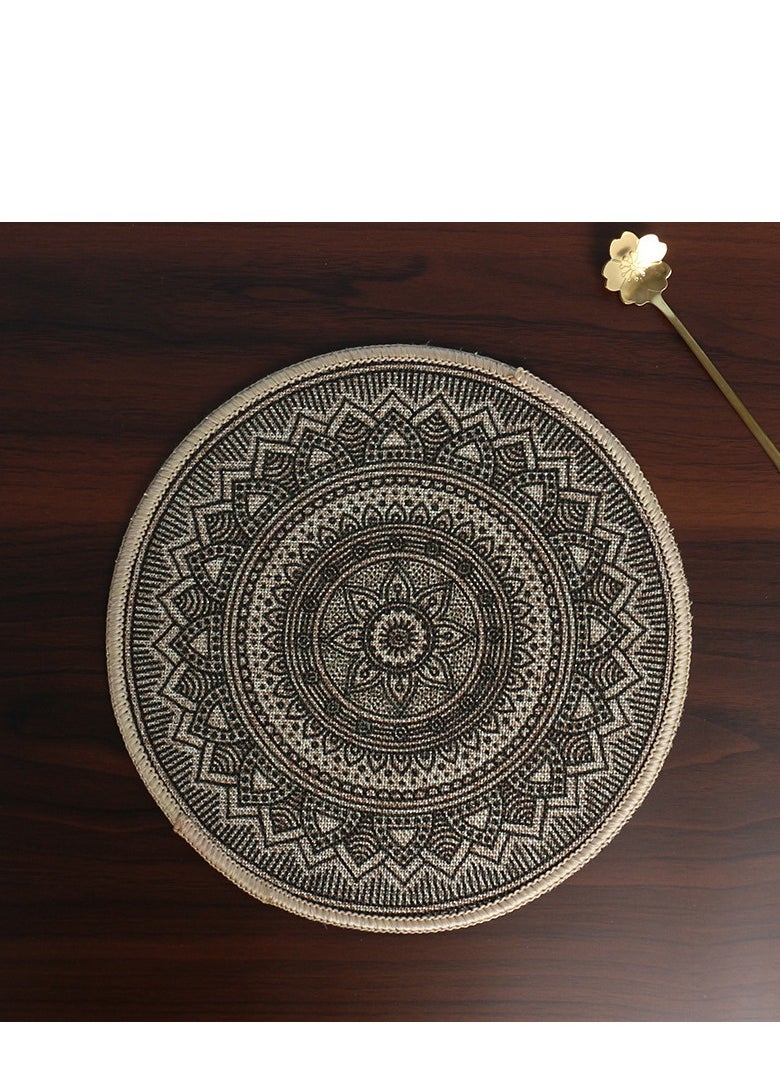22cm Round Linen Rubber Trivet for Hot Dishes, Hot pots and Pans, Heat-Resistant Hot Pads, Arabesque Pot Holders for Kitchen, Hot Plate Mats for Kitchen Countertops, Table