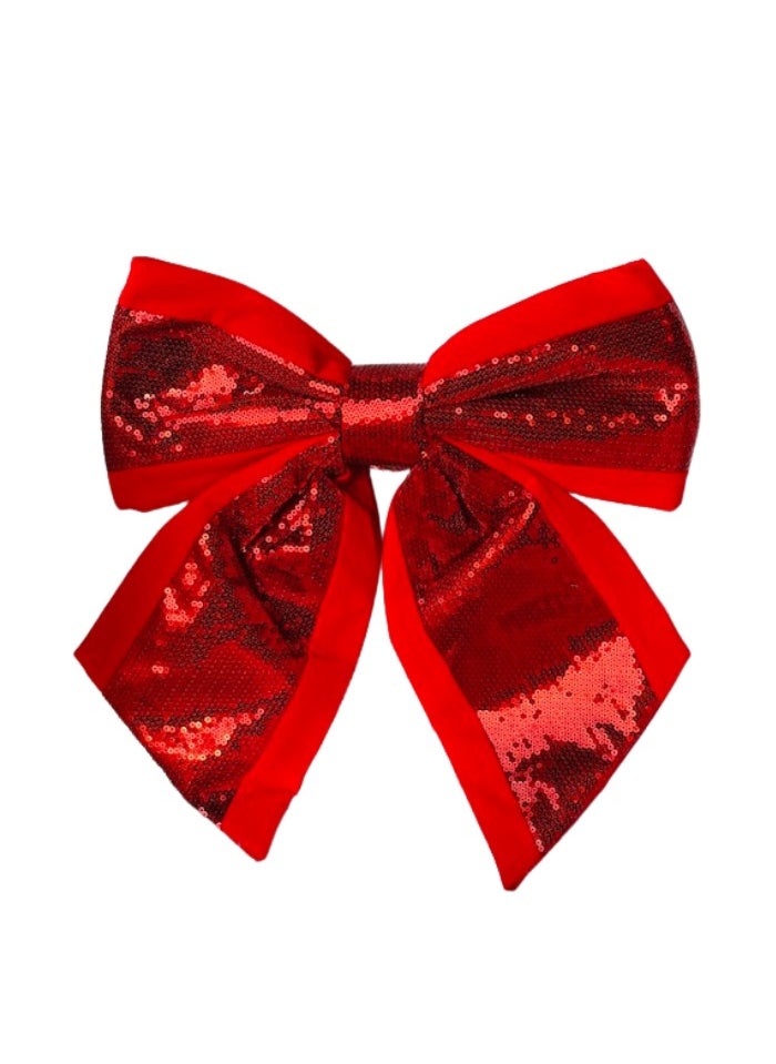 Large Red Wreaths Bows Shining, Red Stripe Decorative Bow, Xmas Decorative Bows Luxury Ornaments, for Christmas Tree Home Decoration (Red)