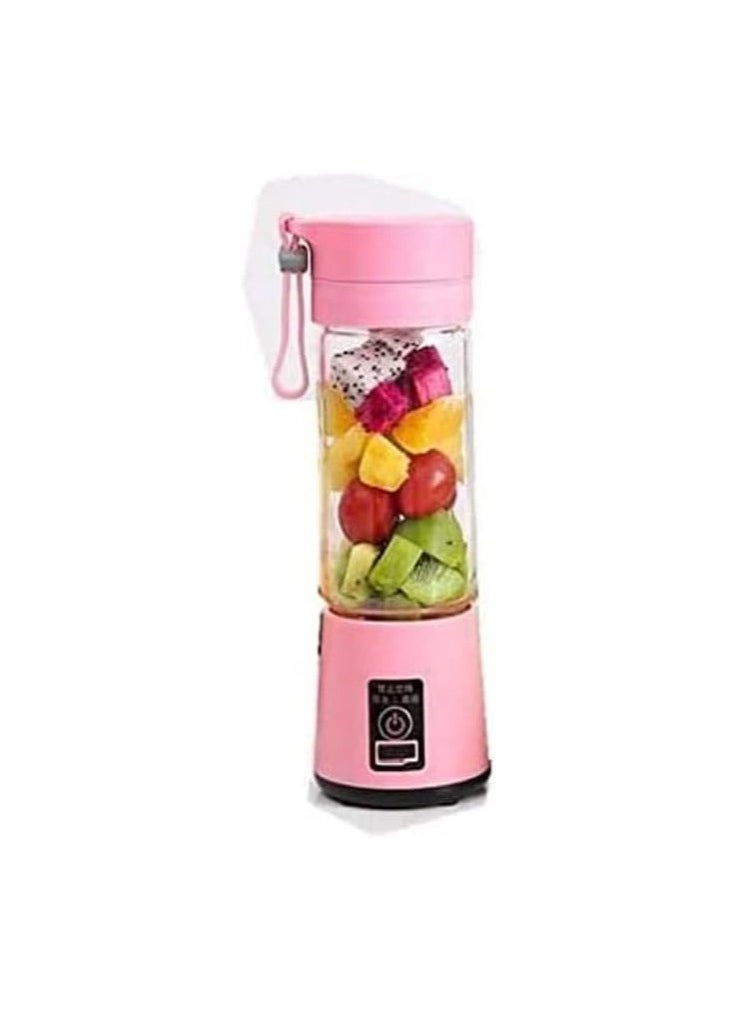 4 Blades Handhels Juicer Bottle Portable Mini USB Electric Fruit Citrus Lemon Juicer Blender Squeezer Reamer Machine 380ML,Pink