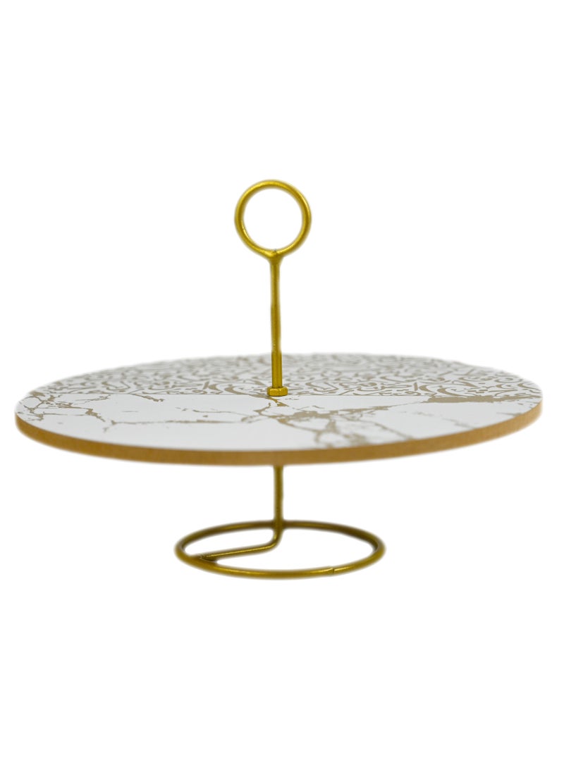 Round Wooden Tray Stand, Wooden Distressed Table Tray, and Decorative Wooden Tray Circle  Cake Tray are some examples of farmhouse serving trays. White Gold Antique Wooden Trays for Kitchen Centerpiec