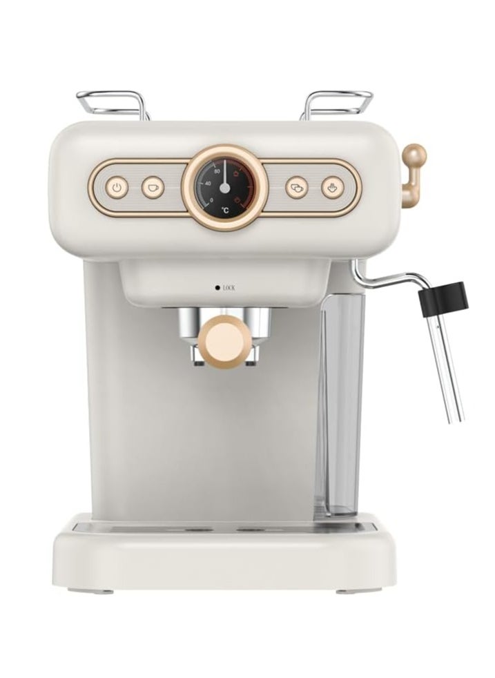 Retro Espresso Coffee Machine Boiler Gauge And Milk Steamer 15 Bar Pressure Pump Cup Warmer Washable Drip Tray Boiler Gauge Steam Control 1.2L Tank Capacity 950W Coffee Maker