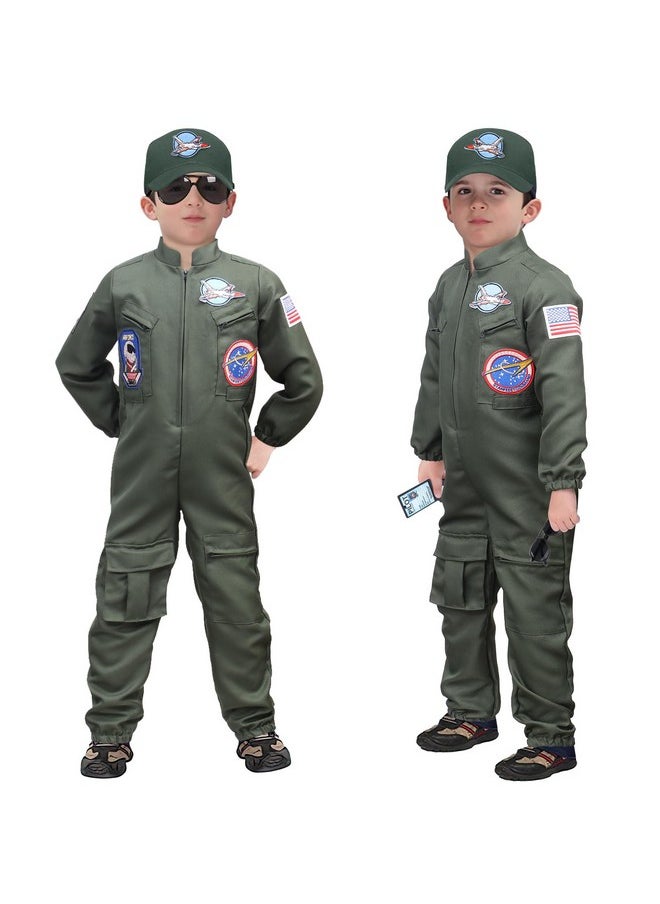 Fighter Pilot Costume For Kids Boys Air Force Flight Suit Army Aviator Dress Up Accessory Halloween Birthday Cosplay