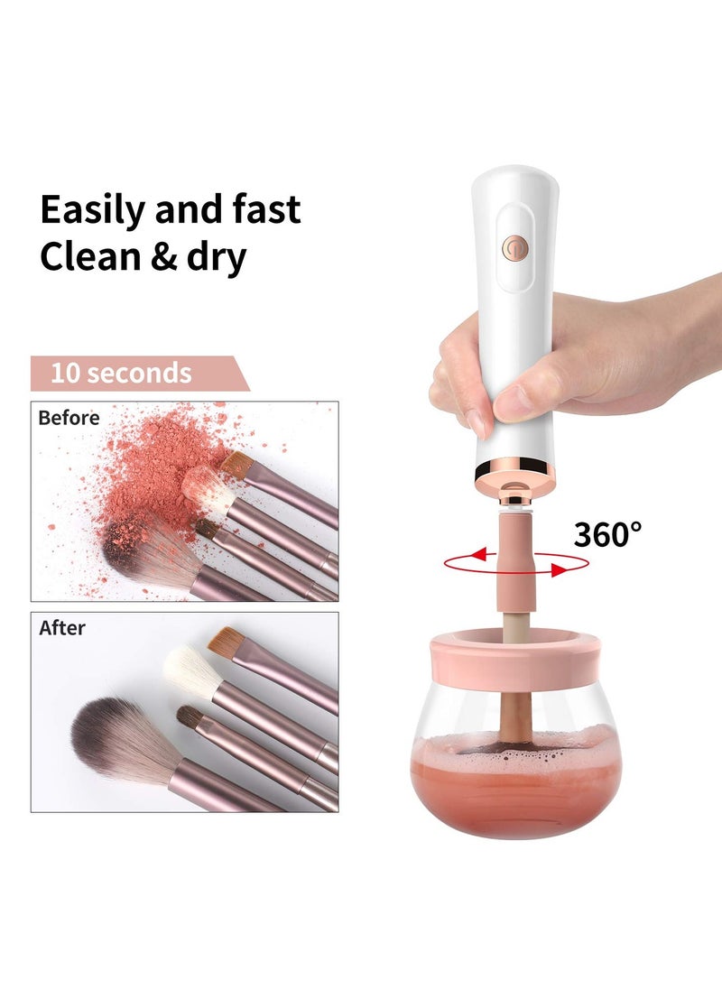Senbowe Upgraded Makeup Brush Cleaner and Dryer Machine, Electric Cosmetic Automatic Brush Spinner with 8 Size Rubber Collars, Wash and Dry in Seconds, Deep Cosmetic Brush Spinner for Brushes
