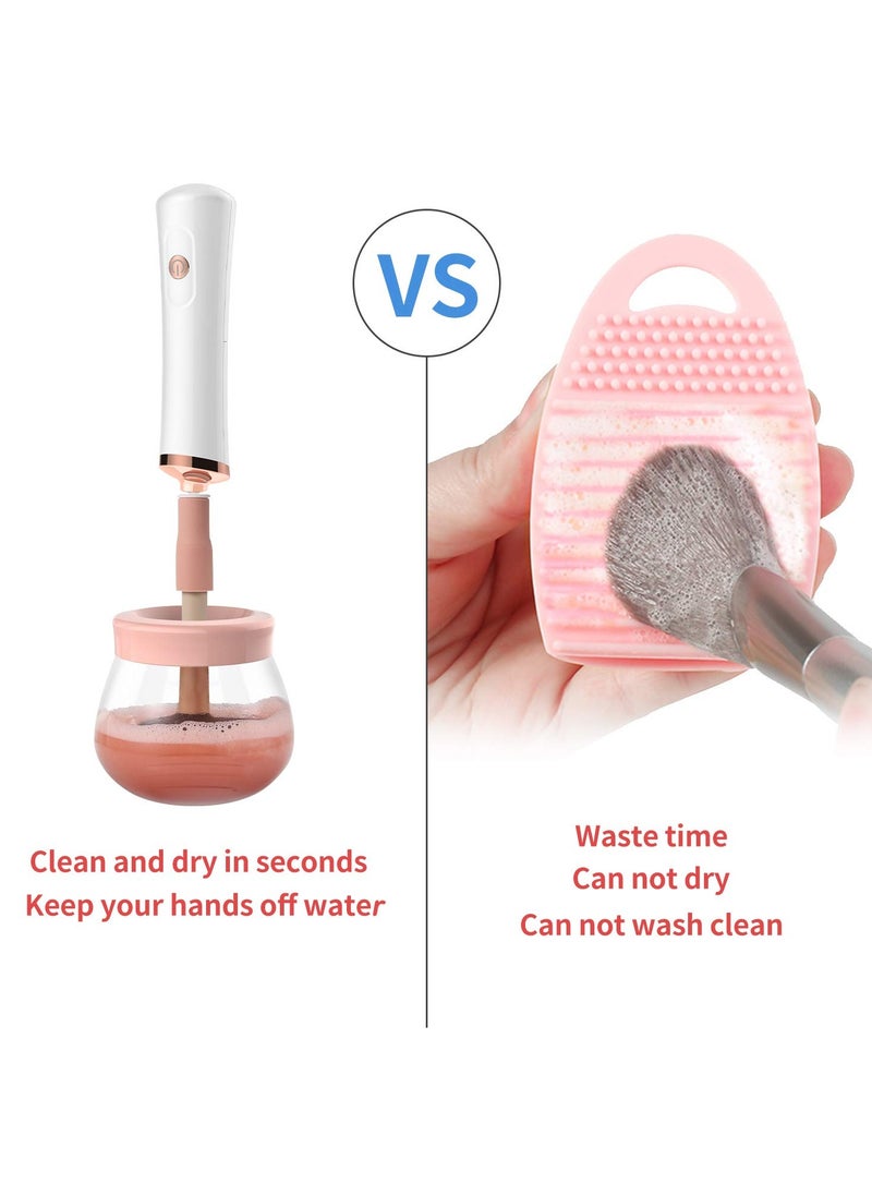 Senbowe Upgraded Makeup Brush Cleaner and Dryer Machine, Electric Cosmetic Automatic Brush Spinner with 8 Size Rubber Collars, Wash and Dry in Seconds, Deep Cosmetic Brush Spinner for Brushes