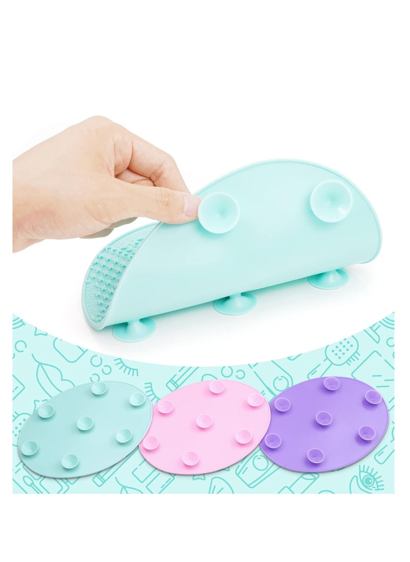 Makeup Brush Cleaner Mat Silicone Brush Cleaning Mat Big Size Make Up Brush Clean Pad with Suction Cup for Makeup Brush Cleaning (Green)