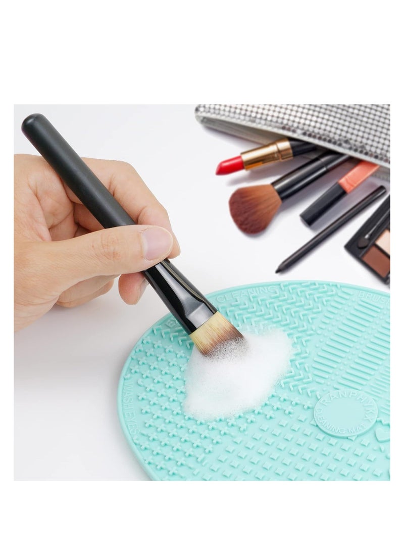 Makeup Brush Cleaner Mat Silicone Brush Cleaning Mat Big Size Make Up Brush Clean Pad with Suction Cup for Makeup Brush Cleaning (Green)