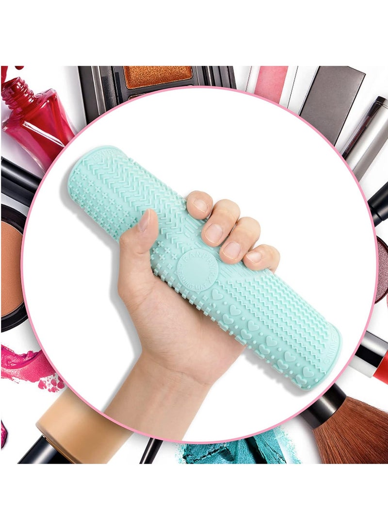 Makeup Brush Cleaner Mat Silicone Brush Cleaning Mat Big Size Make Up Brush Clean Pad with Suction Cup for Makeup Brush Cleaning (Green)