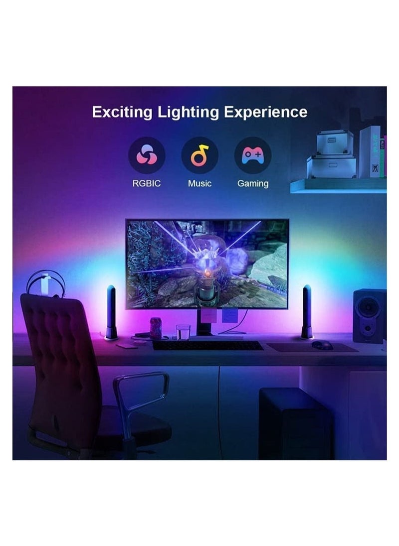 Smart LED Light Bars, RGB Gaming Lights with Alexa and Google Assistant, Sync with Music,Video,Game , APP Remote Voice Control, RGBIC Gaming Lights With Scene Modes and Music Modes, 2 Sticks