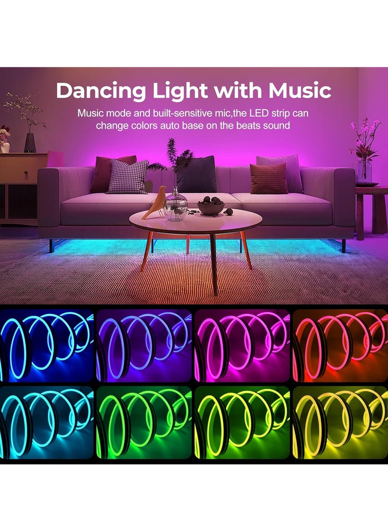 Bluetooth LED Neon Rope Lights 10M,RGB Neon LED Strips Lights,LUXONIC IP65 Waterproof Light with Remote&APP Control,DIY Flexible Neon Light Music Sync for Party,Cafe,Bar,Bedroom,Gaming Room,Home Decor