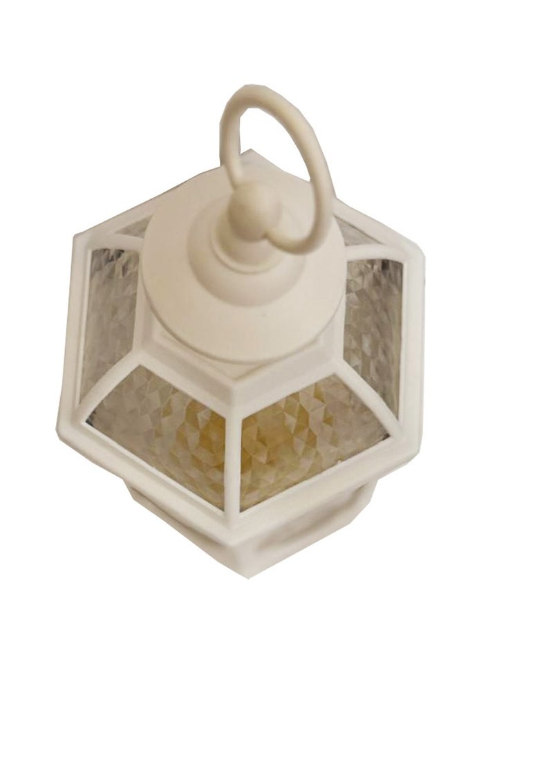 Ramadan Kareem Round Ramadan Hanging Lantern  Lights with LED Candle – Battery Powered Ramadan Decorations for Home, Bedroom, Door, Wall & Window – Outdoor Hanging Gift Idea. White Color