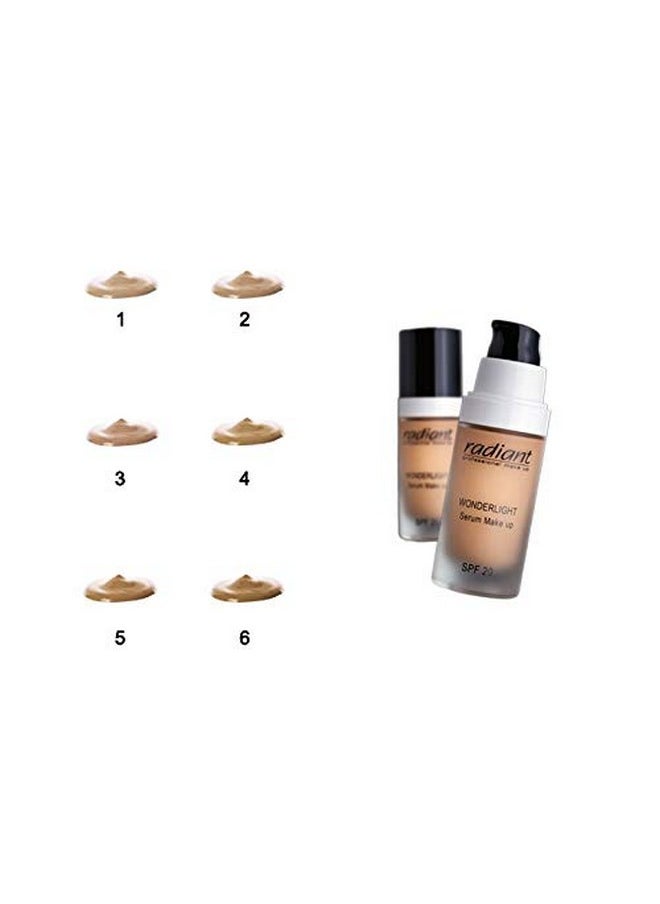 Radiant Professional Wonderlight Serum Liquid Foundation For Makeup Kit - Alternative To Bronzer Powder - Color Corrector & Under Eye Concealer - Matte Eyeshadow Base - 1.01 Oz - Honey Beige (04)