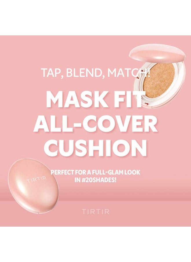 Mask Fit All Cover Pink Cushion Foundation | High Coverage, Velvety Matte Finish, Lightweight, Flawless, Corrects Redness, Korean Cushion (#21N Ivory, Full Size, 0.63 Fl Oz)