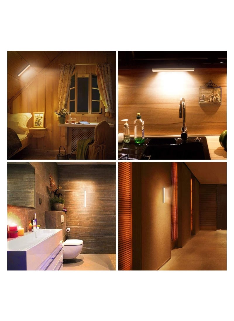 Motion Sensor Light for Room with Night Light, Stick Anywhere, Built-in Polymer Lithium Battery, USB Rechargeable, 10 LED Closet Lights Wardrobe Lighting LED Lights (Warm Color, 3 Pack)
