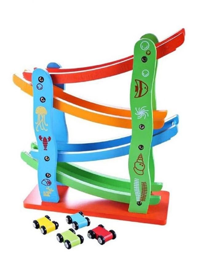 4-layer children's wooden track sliding racing track