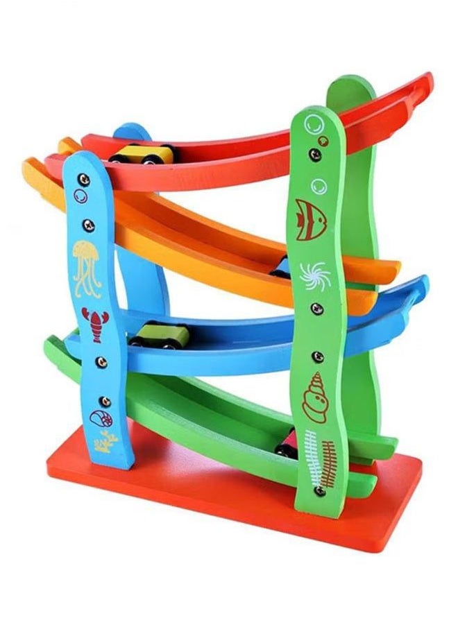 4-layer children's wooden track sliding racing track