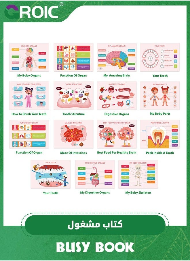 Montessori Busy Book for Kids, Quiet Book,Human Body Anatomy Toddlers, Preshool Kindergarten Learning Activities, Autism Sensory Toys,Sticker Books Kids,Educational Toys