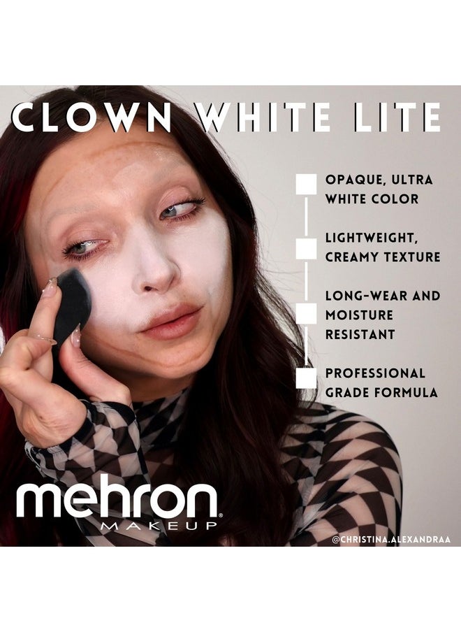 Makeup Clown White Lite | Professional Face Paint & Body Paint | White Cream Makeup, White Face Paint Makeup For Clown Makeup, Stage, Film, Cosplay, Mime, & Halloween 7 Oz (198 G)