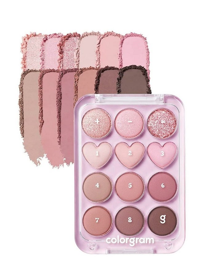 Pin Point Eyeshadow Palette 02 Pink+Mauve= | Ultra-Blendable Matte, Glitter, Shimmer Shades For Daily Makeup | K-Beauty Eye Palette With Easy-To-Use Calculator Design