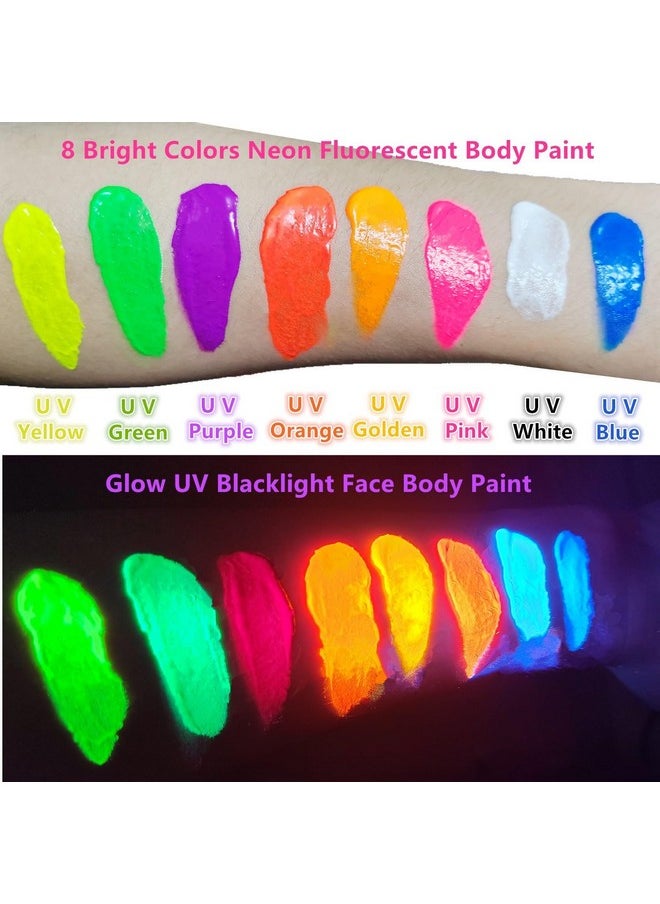 Neon White Body Paint Washable(2.37Oz,70Ml),Under Uv Blacklight Neon Face Paint,Water Based Neon Fluorescent White Face Paint For Adults Children Sfx Cosplay Costumes Festivals Halloween Makeup