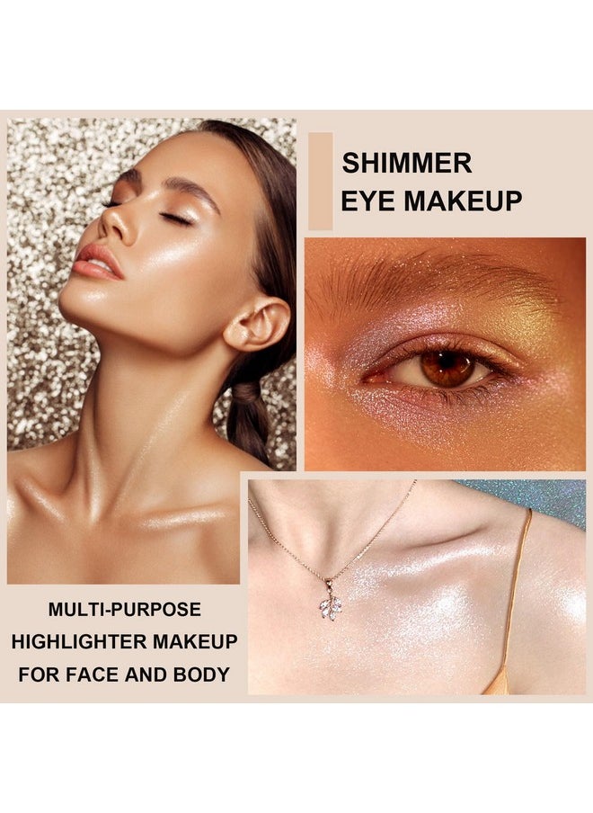 Face Highlighter Palette With Mirror, 8 Colors Glitter Eyeshadow Palette, Diamond Shimmer Glow Contour Palette For Face Highlighters & Luminizers, Long Lasting, Makeup Brush Include