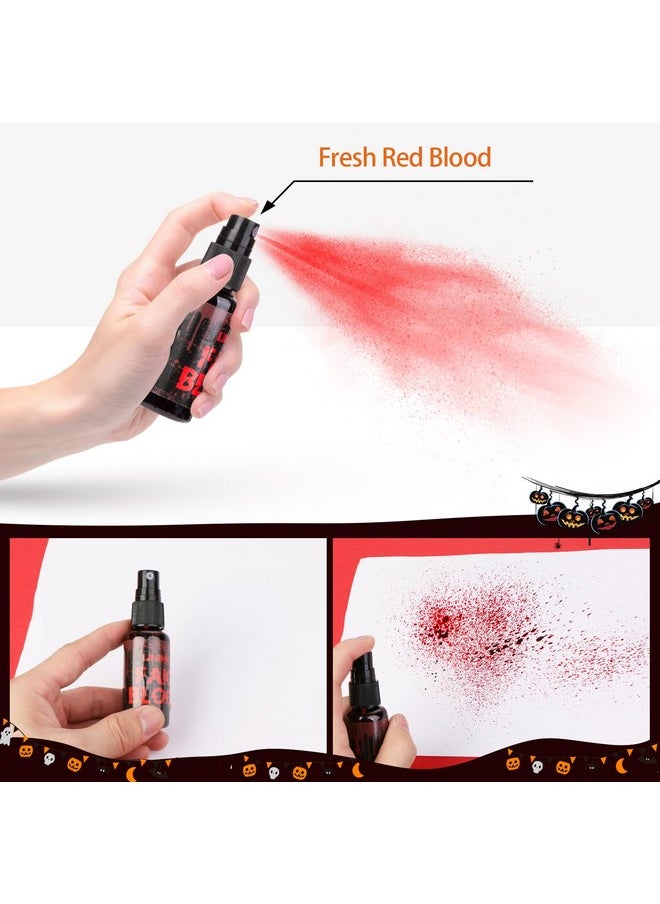 1 Oz Fake Blood Spray And 1 Oz Gel Fake Blood Makeup Kit Washable Sfx Makeup For Clothes Mouth Eyes，Stage Blood For Halloween Zombie Vampire Cosplay Party