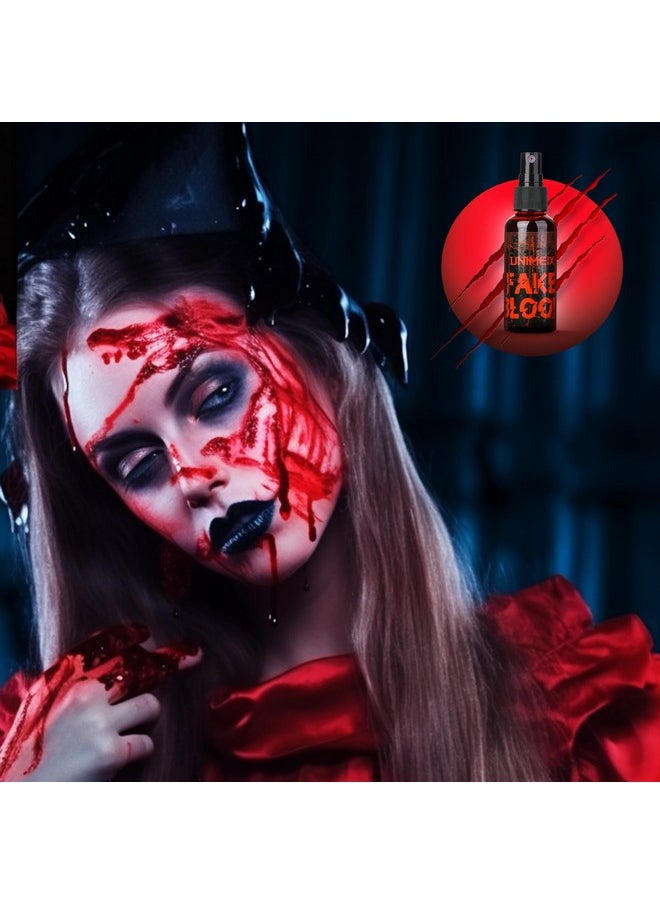 1 Oz Fake Blood Spray And 1 Oz Gel Fake Blood Makeup Kit Washable Sfx Makeup For Clothes Mouth Eyes，Stage Blood For Halloween Zombie Vampire Cosplay Party