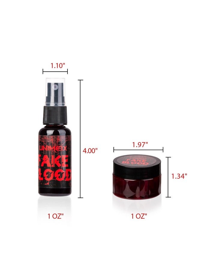 1 Oz Fake Blood Spray And 1 Oz Gel Fake Blood Makeup Kit Washable Sfx Makeup For Clothes Mouth Eyes，Stage Blood For Halloween Zombie Vampire Cosplay Party