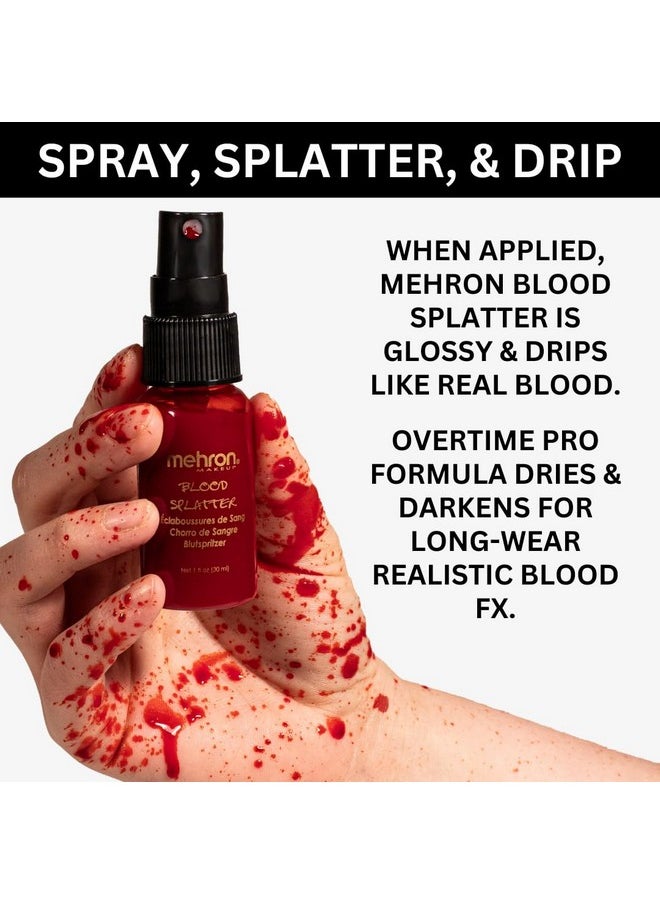 Makeup Blood Splatter | Professional Fake Spray Blood | Fake Blood Makeup For Performance, Halloween, Face Paint, Costumes, & Special Fx 1 Fl Oz (30 Ml)