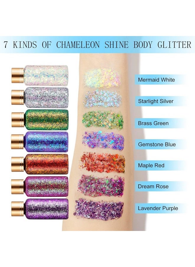 Holographic Body Glitter Gel For Face, Body, Nail, Super Long Lasting Waterproof Quick Dry Liquid Chunky Glitter Eyeshadow For St. Patrick'S Day Makeup Accessories, 1Oz (Pink)