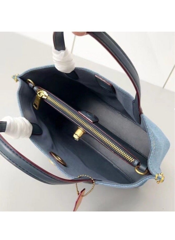 house Coach Denim Shoulder Bag Handbag 24*20*10cm