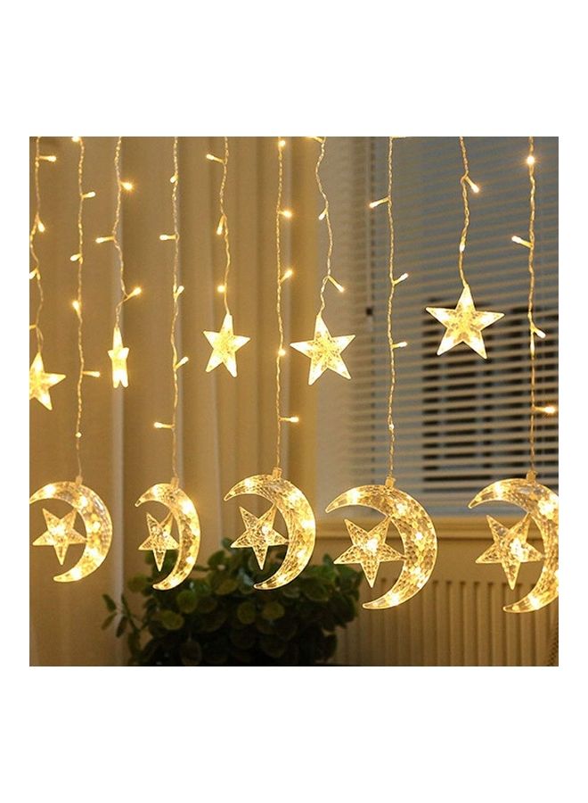 Crescent Moon Star Curtain LED Lights Yellow 2.5meter