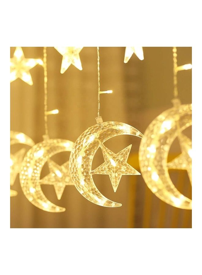 Crescent Moon Star Curtain LED Lights Yellow 2.5meter