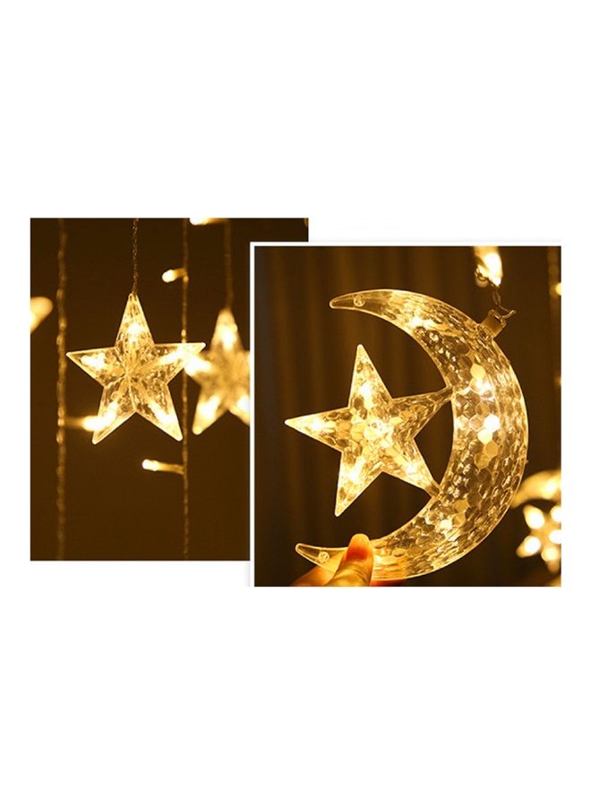 Crescent Moon Star Curtain LED Lights Yellow 2.5meter